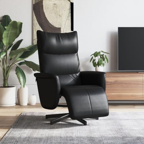 KTHLBRH Relaxsessel mit Fußteil Schwarz Kunstleder Bürostuhl Bürosessel für Büro Schlafzimmer von KTHLBRH