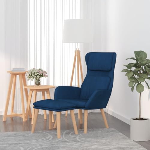 KTHLBRH Relaxsessel mit Hocker Blau Samt Wartezimmerstuhl Bürosessel für Schlafzimmer Wohnzimmer von KTHLBRH