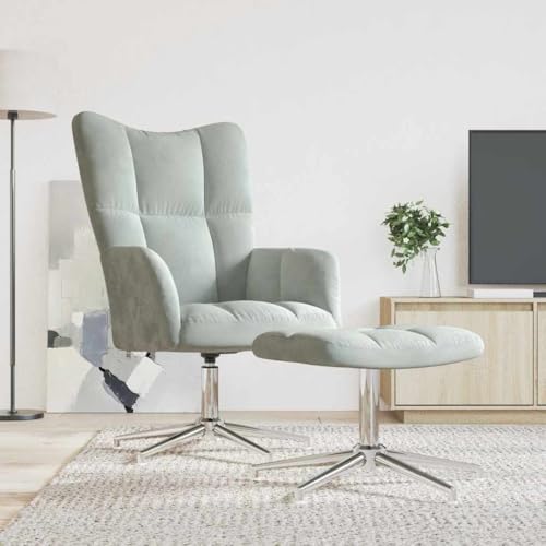 KTHLBRH Relaxsessel mit Hocker Hellgrau Samt Sitzmöbel Wohnzimmerstuhl für Büro Wohnzimmer KTHLBRH Relaxsessel mit Hocker Hellgrau Samt Sitzmöbel Wohnzimmerstuhl für Büro Wohnzimmer von KTHLBRH