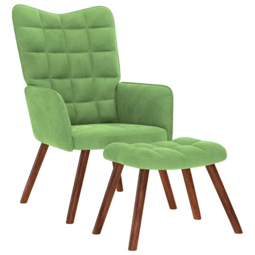 KTHLBRH Relaxsessel mit Hocker Hellgrün Samt Stuhl Wohnzimmersessel für Wohnzimmer Schlafzimmer von KTHLBRH