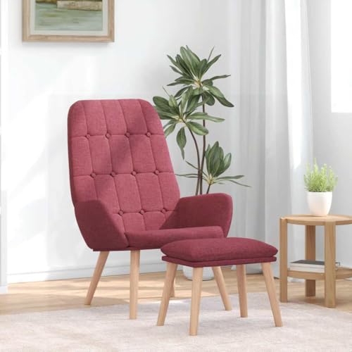 KTHLBRH Relaxsessel mit Hocker Weinrot Stoff Wartezimmerstuhl Küchenstuhl für Büro Wohnzimmer KTHLBRH Relaxsessel mit Hocker Weinrot Stoff Wartezimmerstuhl Küchenstuhl für Büro Wohnzimmer von KTHLBRH