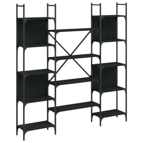 KTHLBRH Schrank Regal Wohnzimmer Möbel Sideboard Wohnzimmer Bookcase - Bücherregal Schwarz 155,5x24x166,5 cm Holzwerkstoff für Büro Abstellraum Outdoor Zimmer von KTHLBRH
