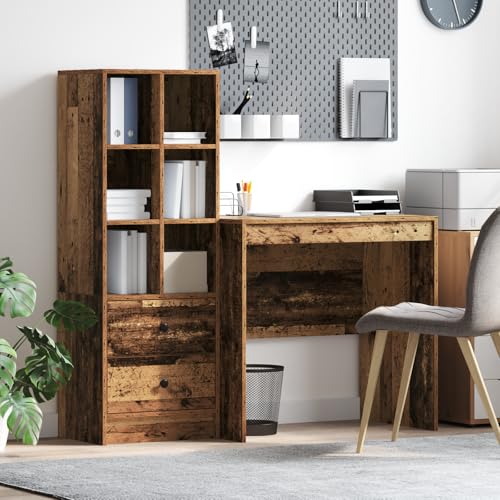 KTHLBRH Schreibtisch mit Stauraum Alter Holz Furnierschicht gartenschrank flurschrank for Schlafzimmer Büro von KTHLBRH