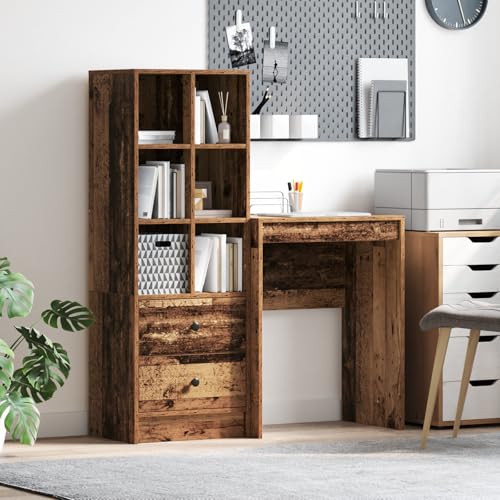 KTHLBRH Schreibtisch mit Stauraum Altholz Holzwerkstoff kommoden kleiderschrank for Büro Wohnzimmer von KTHLBRH