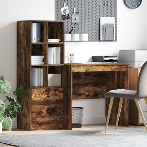KTHLBRH Schreibtisch mit Stauraum Geräucherte Eiche Holzwerkstoff flurschrank kommoden for Schlafzimmer Innenraum von KTHLBRH