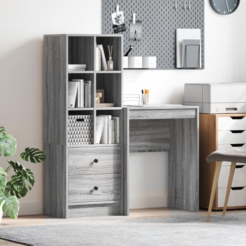KTHLBRH Schreibtisch mit Stauraum Grauer Sonoma Spanplatte flurschrank gartenschrank for Büro Schlafzimmer von KTHLBRH