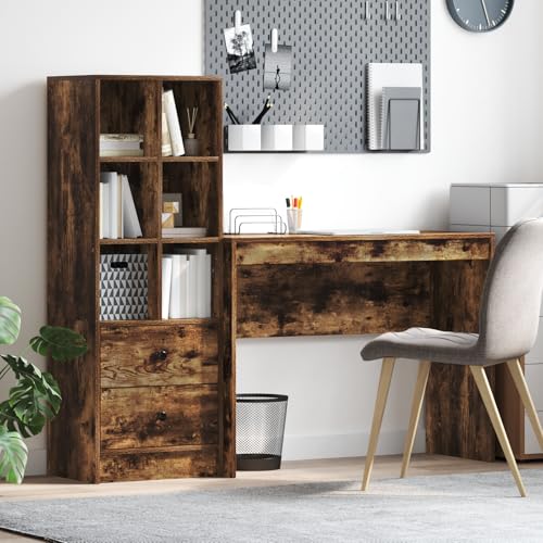KTHLBRH Schreibtisch mit Stauraum Raucheneiche Holzwerkstoff Schrank kleiderschrank for Innenraum Büro von KTHLBRH