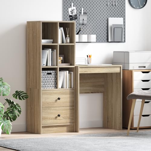 KTHLBRH Schreibtisch mit Stauraum Sonoma Eiche Holzwerkstoff gartenschrank kleiderschrank for Schlafzimmer Innenraum von KTHLBRH