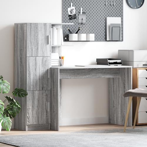 KTHLBRH Schreibtisch mit Stauraum grau Sonoma Holzwerkstoff kleiderschrank gartenschrank for Innenraum Büro von KTHLBRH
