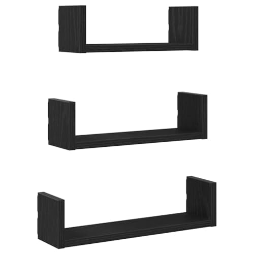 KTHLBRH Schwebendes Bücherregal Badezimmer Regal Pflanzenregal Wandregal Küche - Wandregale 3 STK. Schwarz Eichen-Optik Holzwerkstoff für Balkon Schlafzimmer Küchen Wohnzimmer KTHLBRH Schwebendes Bücherregal Badezimmer Regal Pflanzenregal Wandregal Küche - Wandregale 3 STK. Schwarz Eichen-Optik Holzwerkstoff für Balkon Schlafzimmer Küchen Wohnzimmer von KTHLBRH
