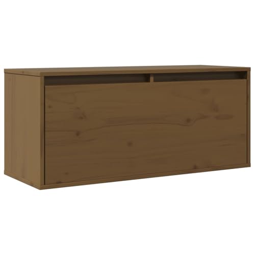 KTHLBRH Schwebendes Bücherregal Badezimmer Regal Pflanzenregal Wandregal Küche - Wandschrank Honigbraun 80x30x35 cm Massivholz Kiefer für Balkon Büro Küchen Wohnzimmer von KTHLBRH