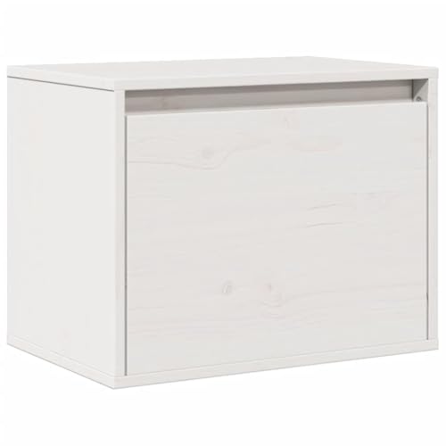 KTHLBRH Schwebendes Bücherregal Badregal Badezimmer Regal Schwebendes Regal - Wandschrank Weiß 45x30x35 cm Massivholz Kiefer für Wohnzimmer Balkon Büro Küchen von KTHLBRH