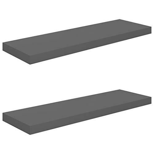 KTHLBRH Schwebendes Bücherregal Schweberegale Badezimmer Regal Bücherregal Schwebend - Schweberegale 2 STK. Hochglanz-Grau 80x23,5x3,8 cm MDF für Badezimmer Balkon Schlafzimmer Küchen KTHLBRH Schwebendes Bücherregal Schweberegale Badezimmer Regal Bücherregal Schwebend - Schweberegale 2 STK. Hochglanz-Grau 80x23,5x3,8 cm MDF für Badezimmer Balkon Schlafzimmer Küchen von KTHLBRH
