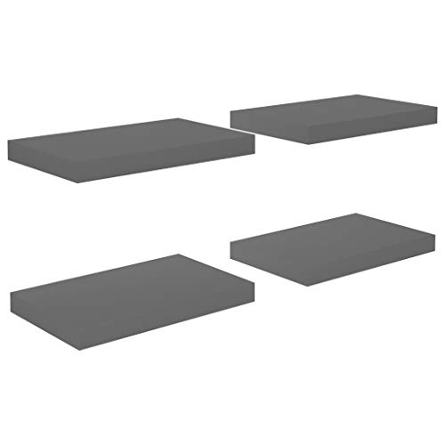 KTHLBRH Schwebendes Bücherregal Schweberegale Badezimmer Regal Bücherregal Schwebend - Schweberegale 4 STK. Hochglanz-Grau 40x23x3,8 cm MDF für Badezimmer Balkon Schlafzimmer Küchen KTHLBRH Schwebendes Bücherregal Schweberegale Badezimmer Regal Bücherregal Schwebend - Schweberegale 4 STK. Hochglanz-Grau 40x23x3,8 cm MDF für Badezimmer Balkon Schlafzimmer Küchen von KTHLBRH