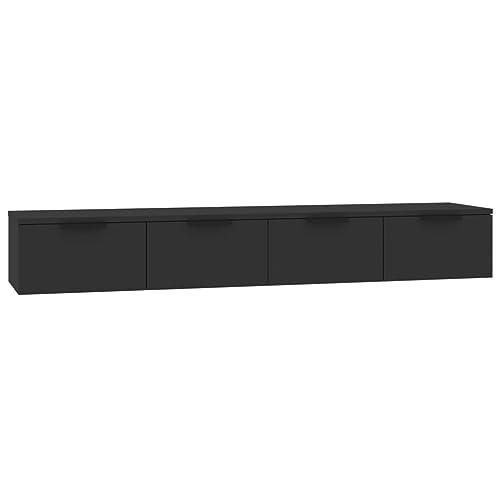 KTHLBRH Schwebendes Regal Badezimmer Regal Regale Wand Regalbrett - Wandschränke 2 STK. Schwarz 68x30x20 cm Holzwerkstoff für Wohnzimmer Schlafzimmer Badezimmer Büro von KTHLBRH
