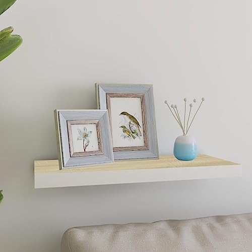 KTHLBRH Schweberegal Eichen-Optik und Weiß Regal für Deko Aufbewahrungsregal für Wohnzimmer Bad 60x23,5x3,8 cm MDF KTHLBRH Schweberegal Eichen-Optik und Weiß Regal für Deko Aufbewahrungsregal für Wohnzimmer Bad 60x23,5x3,8 cm MDF von KTHLBRH