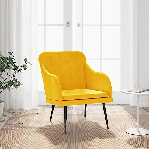 KTHLBRH Sessel Gelb Küchenstuhl Wartezimmerstuhl für Schlafzimmer Büro 63x76x80 cm Samt von KTHLBRH