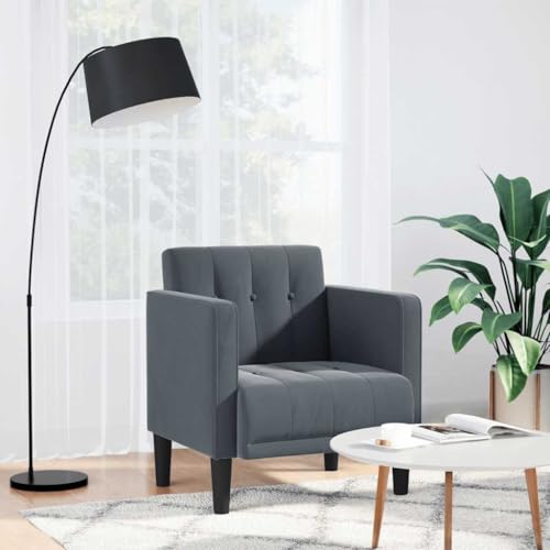 KTHLBRH Sessel mit Armlehnen Dunkelgrau Bürosessel Schlafzimmerstuhl für Wohnzimmer Schlafzimmer 53 cm Samt von KTHLBRH