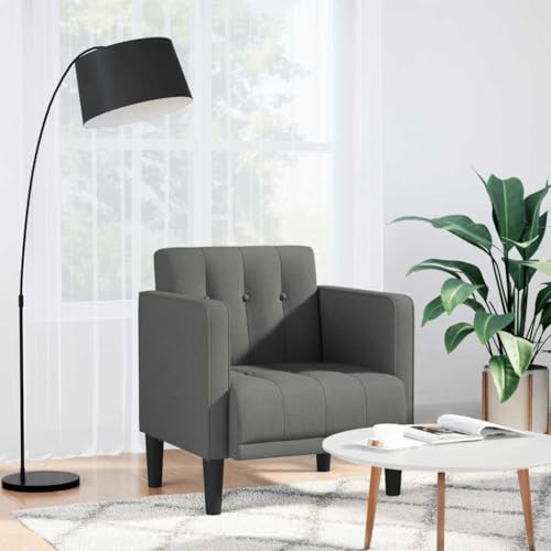 KTHLBRH Sessel mit Armlehnen Dunkelgrau Küchenstuhl Wohnzimmerstuhl für Hotel Schlafzimmer 53 cm Stoff von KTHLBRH