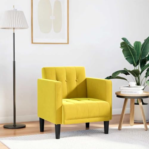 KTHLBRH Sessel mit Armlehnen Gelb Lesesessel Schlafzimmerstuhl für Schlafzimmer Wohnzimmer 53 cm Samt von KTHLBRH