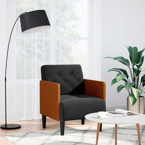 KTHLBRH Sessel mit Armlehnen Schwarz Wohnzimmersessel Lesesessel für Hotel Schlafzimmer 55 cm Samt von KTHLBRH