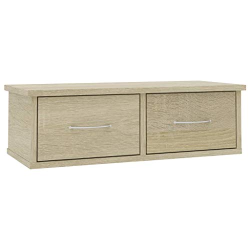 KTHLBRH Shelves Wall Badezimmer Regal Küchenregal Wand Regale Wand - Wand-Schubladenregal Sonoma-Eiche 60x26x18,5 cm Holzwerkstoff für Büro Schlafzimmer Küchen Balkon von KTHLBRH