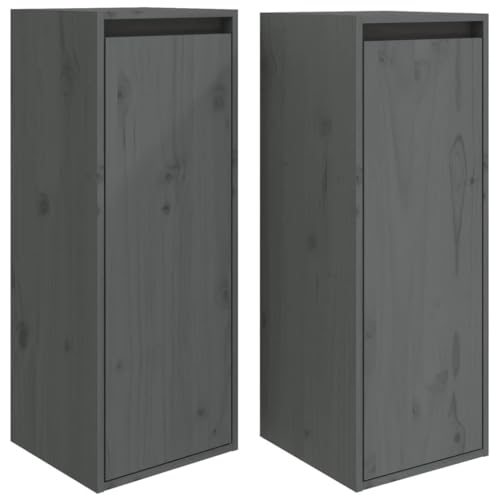 KTHLBRH Shelves Wall Badezimmer Regal Küchenregal Wand Regale Wand - Wandschränke 2 STK. Grau 30x30x80 cm Massivholz Kiefer für Küchen Balkon Schlafzimmer Badezimmer von KTHLBRH