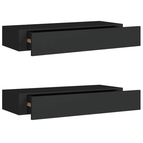 KTHLBRH Shelves Wall Wandregal Klein Regale Wand Wandregal Küche - Wandregale mit Schubladen 2 STK. Schwarz 60x23,5x10 cm MDF für Badezimmer Küchen Schlafzimmer Büro KTHLBRH Shelves Wall Wandregal Klein Regale Wand Wandregal Küche - Wandregale mit Schubladen 2 STK. Schwarz 60x23,5x10 cm MDF für Badezimmer Küchen Schlafzimmer Büro von KTHLBRH