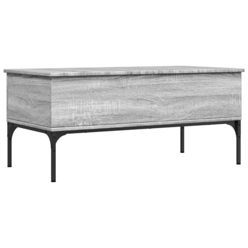 KTHLBRH Side Table Kleiner Beistelltisch Outdoor Gartentisch Klein Wohnzimmer Tisch für Couch - Couchtisch Grau Sonoma 100x50x45 cm Holzwerkstoff und Metall für Schlafzimmer Garten Küche Balkon von KTHLBRH