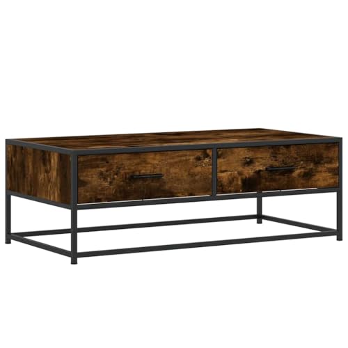 KTHLBRH Side Table Kleiner Beistelltisch Outdoor Gartentisch Klein Wohnzimmer Tisch für Couch - Couchtisch Räuchereiche 100x50x35 cm Holzwerkstoff und Metall für Küche Schlafzimmer Wohnzimmer Balkon von KTHLBRH