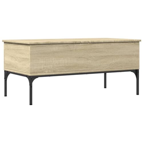 KTHLBRH Side Table Kleiner Beistelltisch Outdoor Gartentisch Klein Wohnzimmer Tisch für Couch - Couchtisch Sonoma-Eiche 100x50x45 cm Holzwerkstoff und Metall für Schlafzimmer Garten Küche Balkon von KTHLBRH