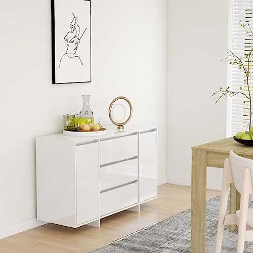 KTHLBRH Sideboard 3 Schubladen Hochglanz-Weiß kommoden sideboards for Schlafzimmer Büro 120x41x75cm Holzwerkstoff von KTHLBRH