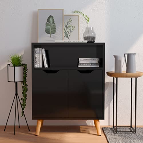 KTHLBRH Sideboard Hochglanz-Schwarz kleiderschrank flurschrank for Innenraum Büro 60x30x72 cm Holzwerkstoff von KTHLBRH