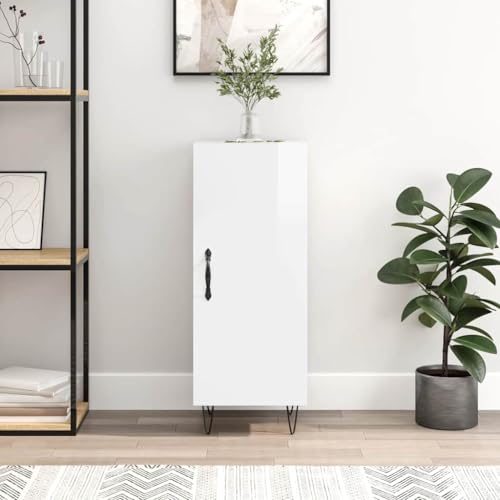 KTHLBRH Sideboard Hochglanz-Weiß flurschrank kleiderschrank for Innenraum Schlafzimmer 34,5x34x90 cm Holzwerkstoff von KTHLBRH