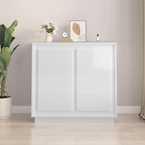 KTHLBRH Sideboard Hochglanz-Weiß flurschrank kleiderschrank for Schlafzimmer Innenraum 80x34x75 cm Holzwerkstoff von KTHLBRH