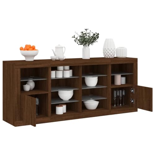 KTHLBRH Sideboard mit LED-Leuchten Braun Eichen-Optik sideboards Schrank for Innenraum Wohnzimmer 163x37x67 cm KTHLBRH Sideboard mit LED-Leuchten Braun Eichen-Optik sideboards Schrank for Innenraum Wohnzimmer 163x37x67 cm von KTHLBRH