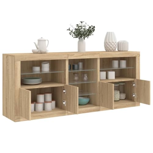 KTHLBRH Sideboard mit LED-Leuchten Sonoma-Eiche sideboards Schrank for Büro Schlafzimmer 162x37x67 cm von KTHLBRH