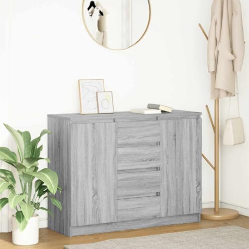 KTHLBRH Sideboard mit Schubladen Grau Sonoma kommoden gartenschrank for Wohnzimmer Schlafzimmer 100,5x35x76 cm von KTHLBRH