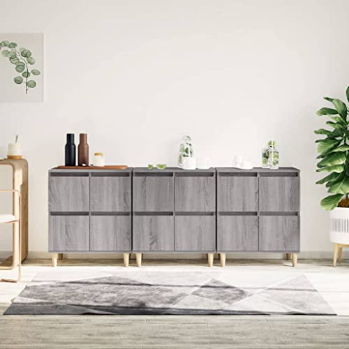 KTHLBRH Sideboards 3 STK. Grau Sonoma flurschrank Schrank for Büro Schlafzimmer 60x35x70 cm Holzwerkstoff von KTHLBRH