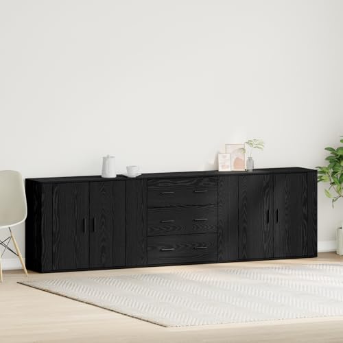 KTHLBRH Sideboards 3 Teile Schwarze Eiche Holzwerkstoff gartenschrank Schrank for Schlafzimmer Wohnzimmer von KTHLBRH
