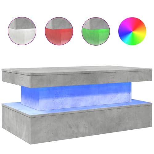KTHLBRH Sofatisch Beistelltisch Outdoor Beistelltisch Couch Kleines Regal - Couchtisch mit LED-Leuchten Betongrau 90x50x40 cm für Küche Schlafzimmer Garten Balkon KTHLBRH Sofatisch Beistelltisch Outdoor Beistelltisch Couch Kleines Regal - Couchtisch mit LED-Leuchten Betongrau 90x50x40 cm für Küche Schlafzimmer Garten Balkon von KTHLBRH