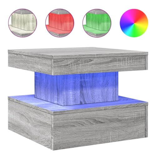 KTHLBRH Sofatisch Beistelltisch Outdoor Beistelltisch Couch Kleines Regal - Couchtisch mit LED-Leuchten Grau Sonoma 50x50x40 cm für Küche Schlafzimmer Garten Balkon KTHLBRH Sofatisch Beistelltisch Outdoor Beistelltisch Couch Kleines Regal - Couchtisch mit LED-Leuchten Grau Sonoma 50x50x40 cm für Küche Schlafzimmer Garten Balkon von KTHLBRH