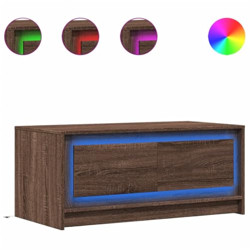 KTHLBRH Sofatisch Beistelltisch Outdoor Beistelltisch Couch Kleines Regal - LED-Couchtisch Braun Eichen-Optik Holzwerkstoff für Schlafzimmer Wohnzimmer Balkon Küche KTHLBRH Sofatisch Beistelltisch Outdoor Beistelltisch Couch Kleines Regal - LED-Couchtisch Braun Eichen-Optik Holzwerkstoff für Schlafzimmer Wohnzimmer Balkon Küche von KTHLBRH