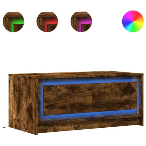 KTHLBRH Sofatisch Beistelltisch Outdoor Beistelltisch Couch Kleines Regal - LED-Couchtisch Räuchereiche Holzwerkstoff für Schlafzimmer Wohnzimmer Balkon Küche KTHLBRH Sofatisch Beistelltisch Outdoor Beistelltisch Couch Kleines Regal - LED-Couchtisch Räuchereiche Holzwerkstoff für Schlafzimmer Wohnzimmer Balkon Küche von KTHLBRH