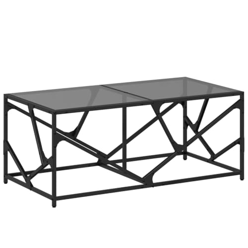KTHLBRH Stubentisch Beistelltisch Couch Couch Tisch Wohnzimmer Wohnzimmer Tisch für Couch - Couchtisch mit Glasplatte Schwarz 98,5x50x41 cm Stahl für Balkon Garten Schlafzimmer Wohnzimmer von KTHLBRH