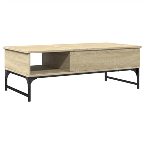 KTHLBRH Stubentisch Beistelltisch Couch Kleine Beistelltische Kleines Regal - Couchtisch Sonoma-Eiche 100x50x35 cm Holzwerkstoff und Metall für Balkon Garten Wohnzimmer Schlafzimmer KTHLBRH Stubentisch Beistelltisch Couch Kleine Beistelltische Kleines Regal - Couchtisch Sonoma-Eiche 100x50x35 cm Holzwerkstoff und Metall für Balkon Garten Wohnzimmer Schlafzimmer von KTHLBRH
