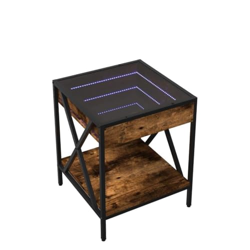 KTHLBRH Stubentisch Wohnzimmertisch Balkontisch Klein Pflanzentisch - Couchtisch mit Infinity-LED Räuchereiche 40x40x49 cm für Balkon Küche Garten Schlafzimmer KTHLBRH Stubentisch Wohnzimmertisch Balkontisch Klein Pflanzentisch - Couchtisch mit Infinity-LED Räuchereiche 40x40x49 cm für Balkon Küche Garten Schlafzimmer von KTHLBRH