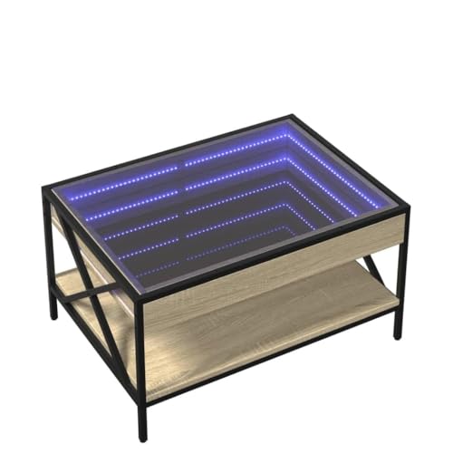KTHLBRH Stubentisch Wohnzimmertisch Balkontisch Klein Pflanzentisch - Couchtisch mit Infinity-LED Sonoma-Eiche 70x50x38 cm für Balkon Küche Garten Schlafzimmer von KTHLBRH