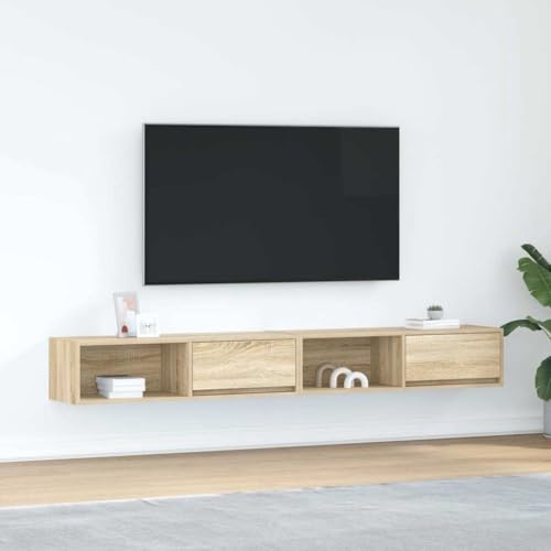 KTHLBRH TV-Schränke 2 STK. Sonoma-Eiche Fernsehtisch Konsole für Schlafzimmer Wohnzimmer 100x31x25,5 cm Holzwerkstoff von KTHLBRH