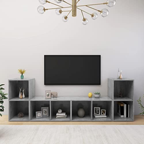KTHLBRH TV-Schränke 4 STK. Betongrau Sideboard hängend Fernseher Schrank hängeschrank Couchtisch 72x35x36,5 cm Holzwerkstoff von KTHLBRH